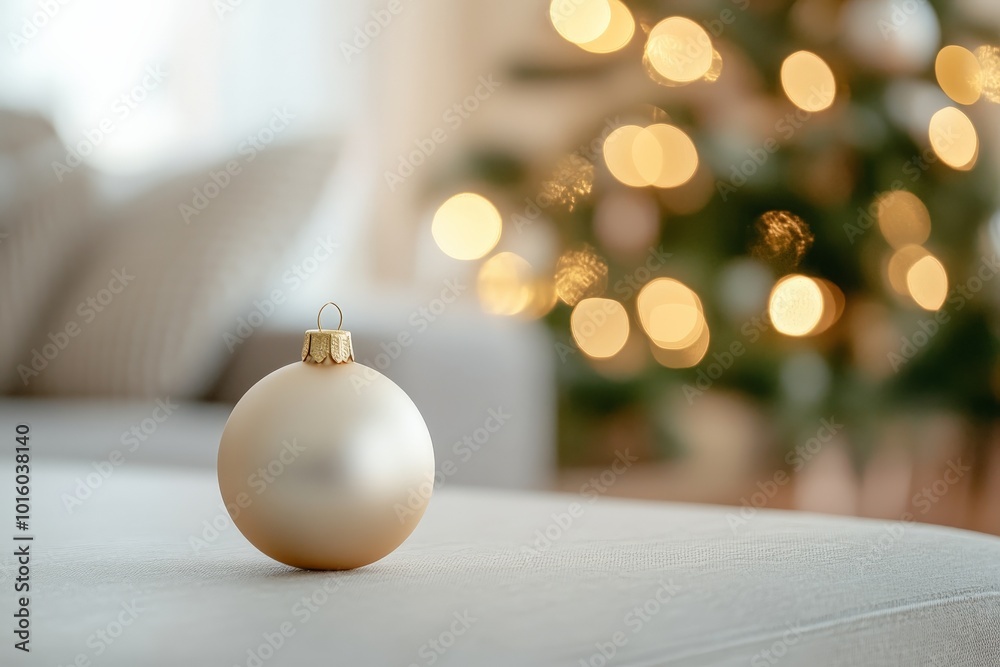 A golden Christmas ornament stands softly focused against a warmly illuminated tree background, presenting a rich, cozy, and elegant scene perfect for holiday celebration. A golden Christmas ornament stands softly focused against a warmly illuminated tree background, presenting a rich, cozy, and elegant scene perfect for holiday celebration.