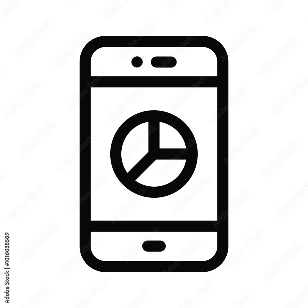 Smartphone displaying pie chart, concept icon of data tracking Smartphone displaying pie chart, concept icon of data tracking