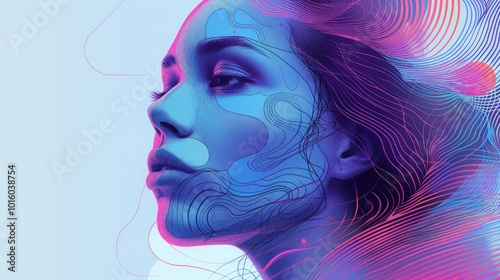 Abstract portrait with vibrant lines and colors