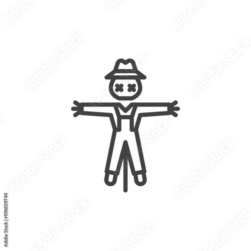 A spooky scarecrow line icon