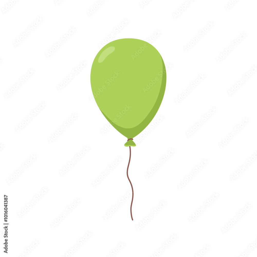 Balloon flying up with string, floating in air. Festive decoration, baloon soaring. Helium ballon, decor for holiday party. Flat graphic cartoon vector illustration isolated on white background Balloon flying up with string, floating in air. Festive decoration, baloon soaring. Helium ballon, decor for holiday party. Flat graphic cartoon vector illustration isolated on white background