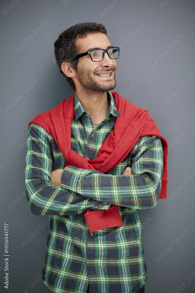 Fototapeta premium portrait of young successful serious man with bristle