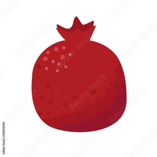 Pomegranate stylized illustration, whole fruit, seasonal juicy food. Vector isolated on white background