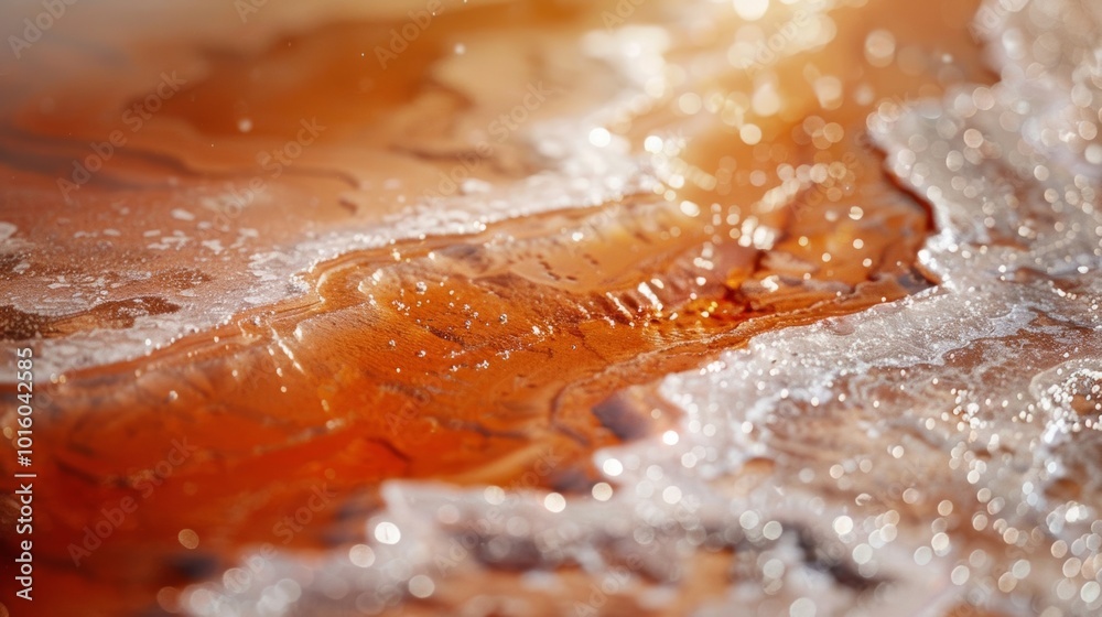 Vibrant Abstract Water Texture With Orange Hues and Sparkling Waves