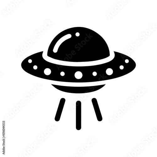 Black simple Ufo flying spaceship icon isolated flat design