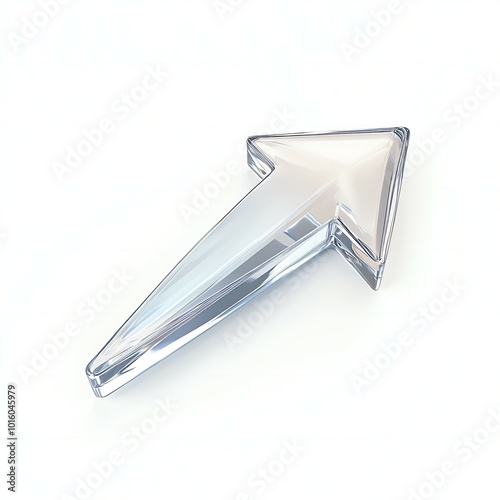 3D glass arrow icon isolated on solid white background reflecting modern minimalistic design with transparency and sleek shine new beautiful stock image illustration AI