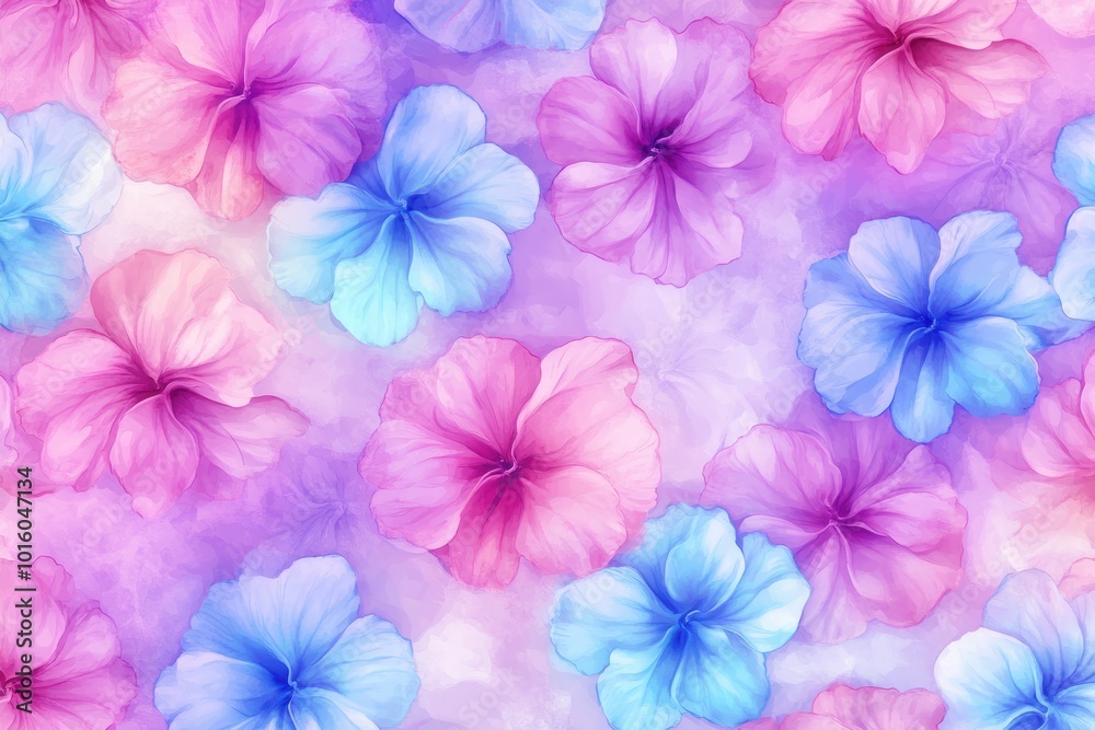 Vibrant watercolor hibiscus flowers pattern Vibrant watercolor hibiscus flowers pattern