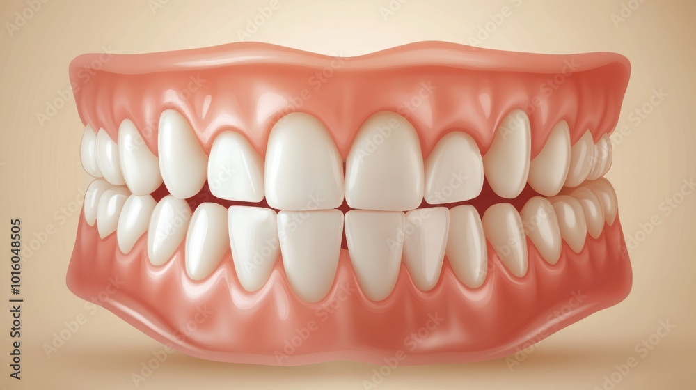 Obraz premium A realistic vector showcasing bright, healthy white teeth with a protective fluoride layer, symbolizing decay prevention and overall dental health. 