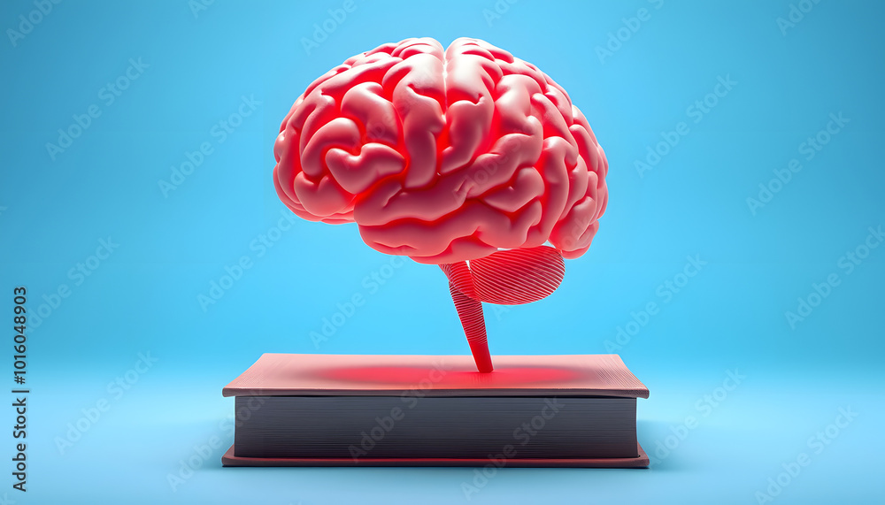 Cognitive psychology book and paper brain on it isolated with white highlights, png Cognitive psychology book and paper brain on it isolated with white highlights, png