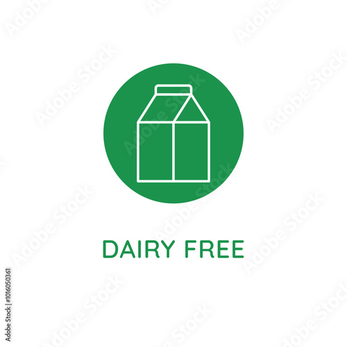 Vector line design element, badge and icon for food and cosmetics packaging in mono linear style - dairy free