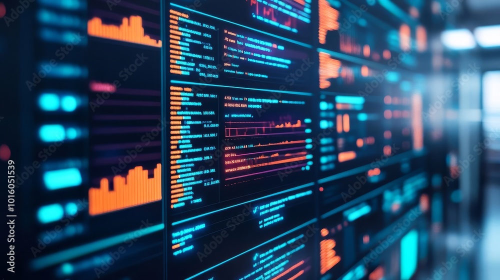 Blockchain-powered financial analytics, glowing holographic charts, futuristic corporate office Blockchain-powered financial analytics, glowing holographic charts, futuristic corporate office