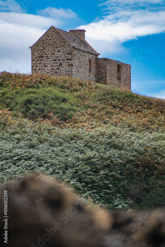 Guette guardhouse near the port of Dahouet in in Pleneuf val andre, Armor Coast, Brittany in France photo