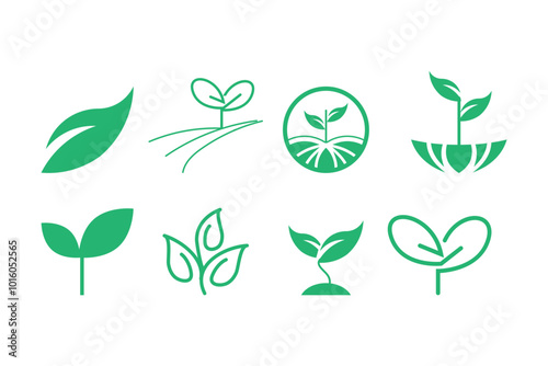 Sprout leaf icon logo design template isolated illustration