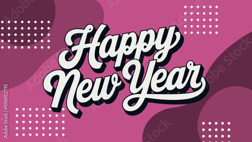 Happy new year text typography, New Year text logo template with bold font written in vector design	
