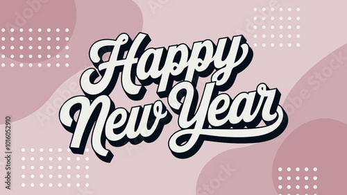 Happy new year text typography, New Year text logo template with bold font written in vector design	

