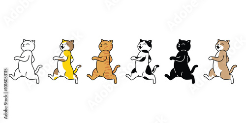 cat vector kitten calico running walking icon neko pet cartoon character munchkin illustration symbol clip art isolated