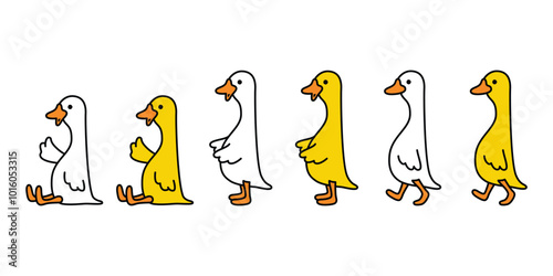 duck vector icon goose sitting walking cartoon logo character rubber duck bird chicken symbol doodle isolated illustration design