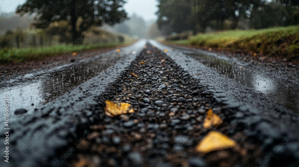 Gravel Road in the Countryside During the Rainy Season Gravel Road in the Countryside During the Rainy Season