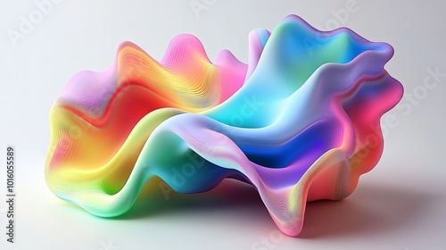 Flowing rainbow colors form an abstract, fluid shape that merges like an amorphous blob. Its vibrant hues and organic form create a minimal, 3D illustration.