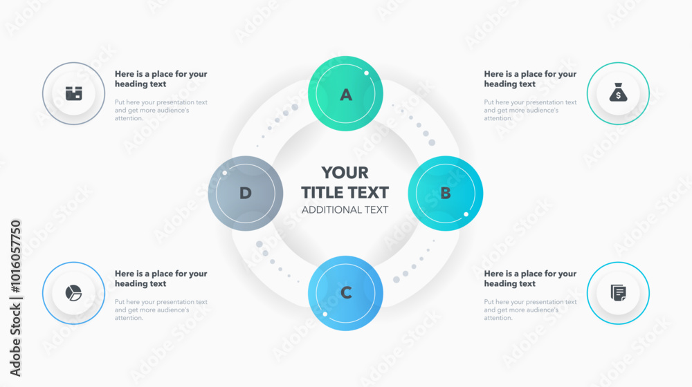 Modern round cycle diagram with four colorful steps. SImple process chart design with icons and thin lines for workflow layout, banner or web design. Modern round cycle diagram with four colorful steps. SImple process chart design with icons and thin lines for workflow layout, banner or web design.