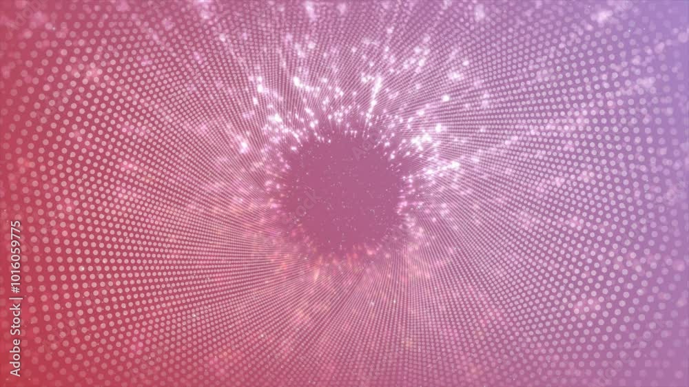 multicolor glowing shooting stars with circular dots 3D tunnel hi-tech design futuristic background