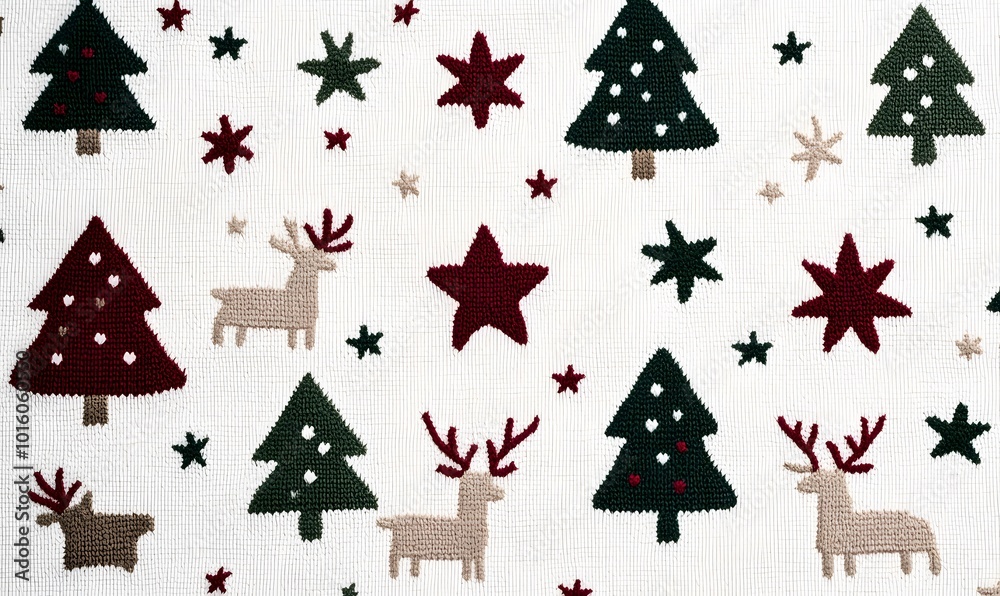 A festive Christmas sweater pattern on a white background, Generative AI A festive Christmas sweater pattern on a white background, Generative AI
