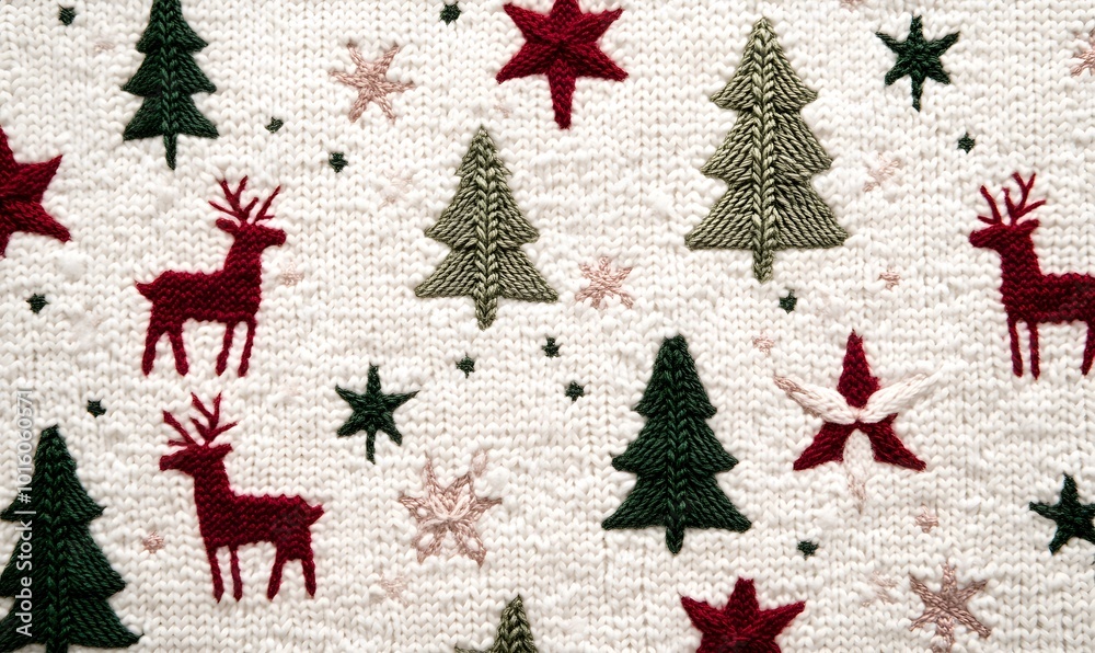 A festive Christmas sweater pattern on a white background, Generative AI A festive Christmas sweater pattern on a white background, Generative AI