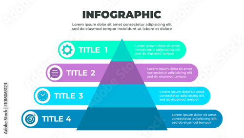 Pyramid-Structured Infographic with Four Horizontal Sections