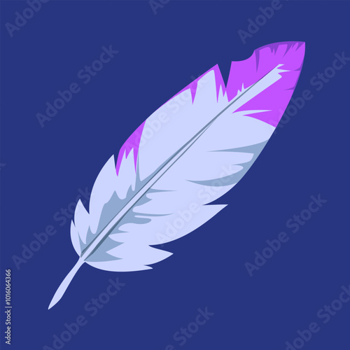 Bird feather gaming icon. Vector illustration of a colorful writing item. Feather pen.