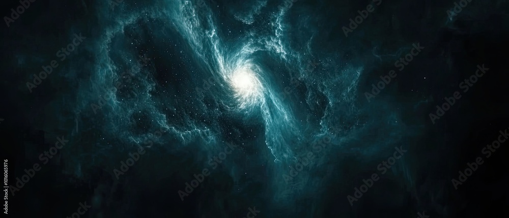 Obraz premium Distant Spiral Galaxy Surrounded by Twinkling Stardust