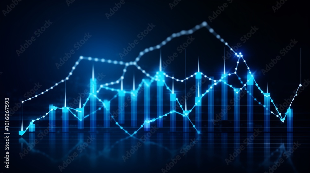 Blue Data Visualization with Graph Lines and Dots Blue Data Visualization with Graph Lines and Dots