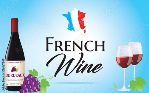 Obraz na płótnie FRENCH WINE - Vector illustration w salonie