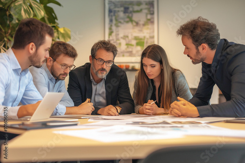 business professionals working on a project as a team in the office for work to show teamwork