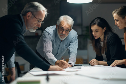 business professionals working on a project as a team in the office for work to show teamwork