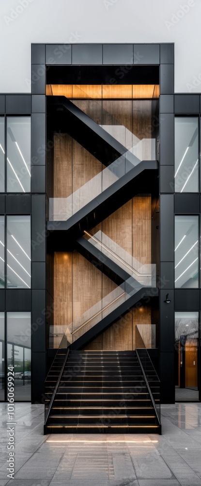Fototapeta premium Modern Architectural Design Elegant Staircase in Contemporary Building