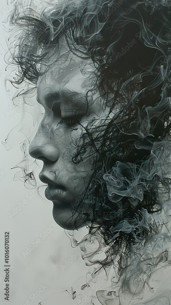 Abstract Portrait of a Woman with Smoke and Ink Abstract Portrait of a Woman with Smoke and Ink