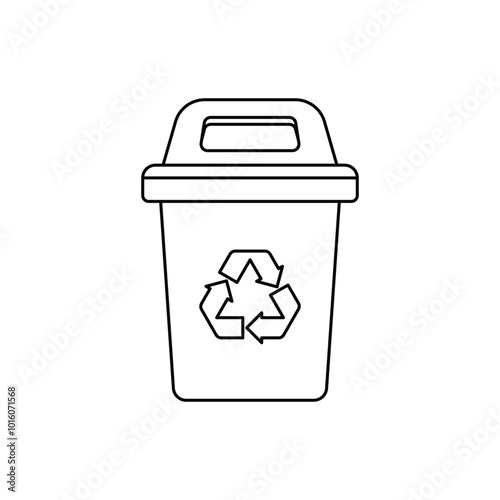 trash recycling bin line icon vector