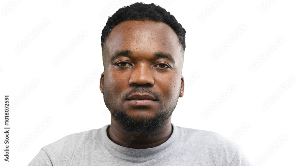 Obraz premium Man's face, close-up, on a white background