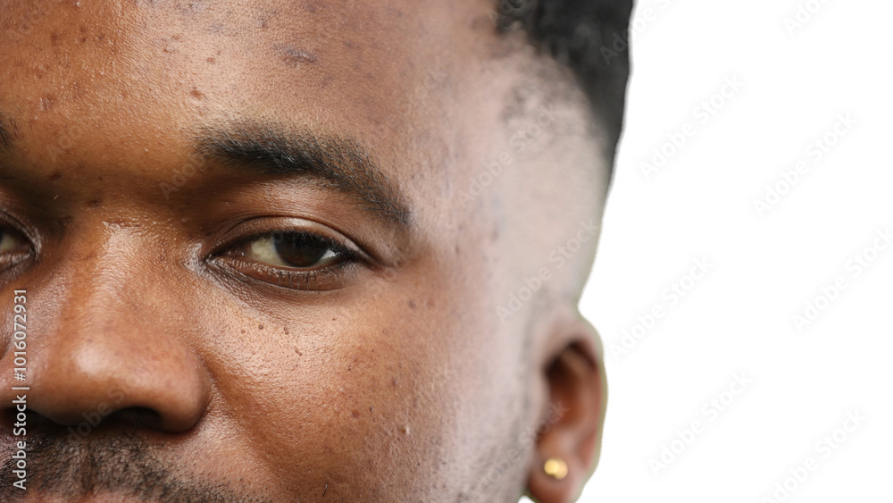 Obraz premium Man's face, close-up, on a white background