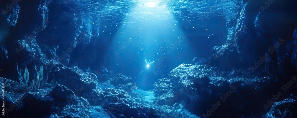 A serene underwater scene featuring a mystical figure surrounded by vibrant marine life and soft beams of light filtering through water. A serene underwater scene featuring a mystical figure surrounded by vibrant marine life and soft beams of light filtering through water.