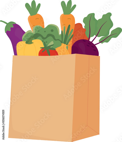 pocket with fruits and vegetables