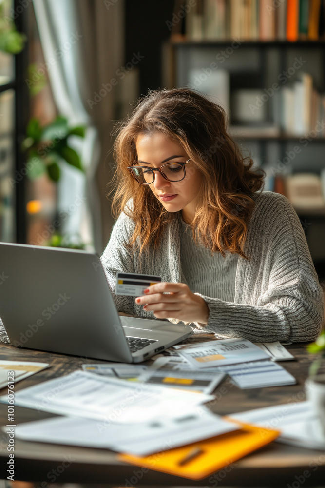 Portrait of a businesswoman buy online on laptop and credit card Portrait of a businesswoman buy online on laptop and credit card