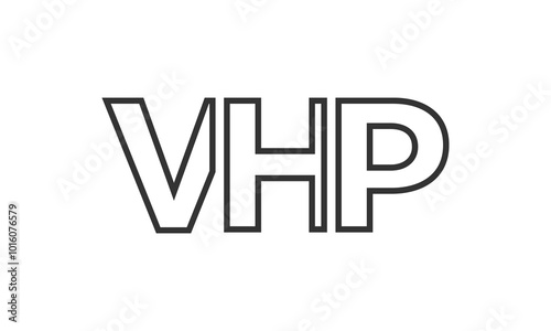 VHP logo design template with strong and modern bold text. Initial based vector logotype featuring simple and minimal typography. Trendy company identity. photo