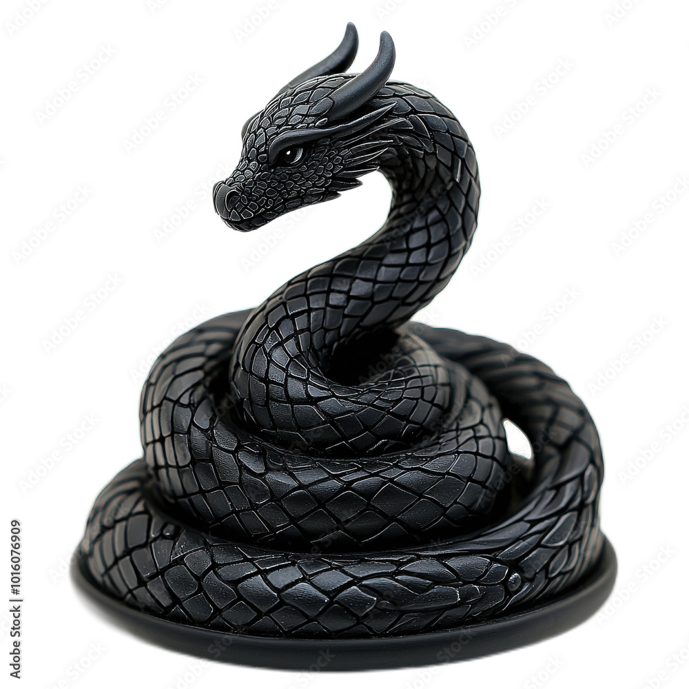 Fototapeta premium Mythical Black Snake Sculpture in Realistic Style
