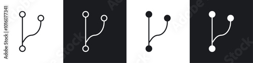 Code branch vector icon set in black and white