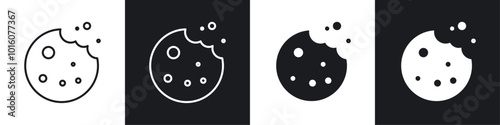 Cookie vector icon set in black and white