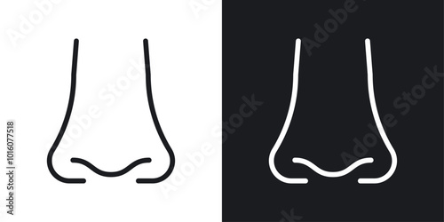 Nose vector icon set in black and white