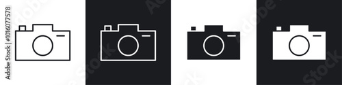 Camera vector icon set in black and white