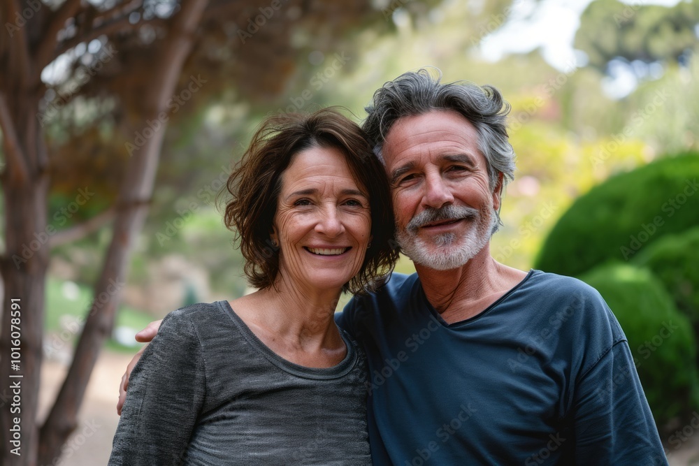 Portrait of happy senior couple in the park. Retirement concept. Portrait of happy senior couple in the park. Retirement concept.