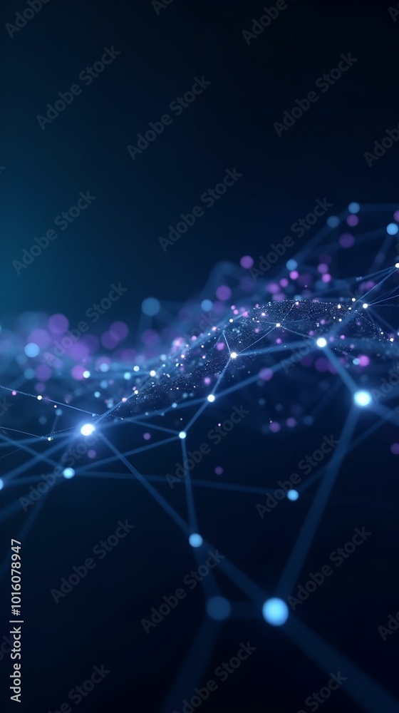 Fototapeta premium Visualization of neural networks with interconnected nodes and flowing data lines. Ideal for AI-themed projects, technical videos and presentations